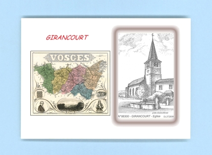 Cartes Postales impression Noir avec dpartement sur la ville de GIRANCOURT Titre : eglise