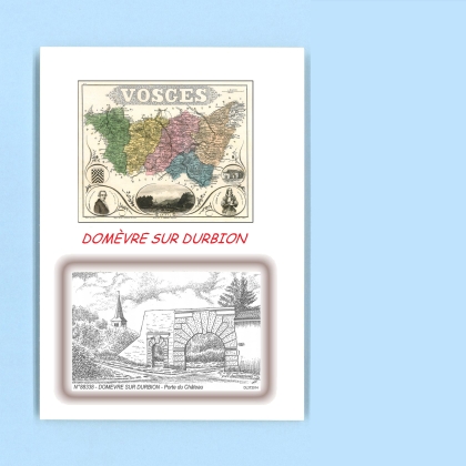 Cartes Postales impression Noir avec dpartement sur la ville de DOMEVRE SUR DURBION Titre : porte du chateau