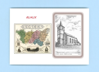 Cartes Postales impression Noir avec dpartement sur la ville de RUAUX Titre : l eglise et sa vache
