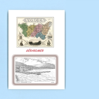 Cartes Postales impression Noir avec dpartement sur la ville de GERARDMER Titre : le lac
