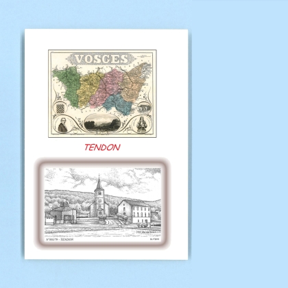 Cartes Postales impression Noir avec dpartement sur la ville de TENDON Titre : vue