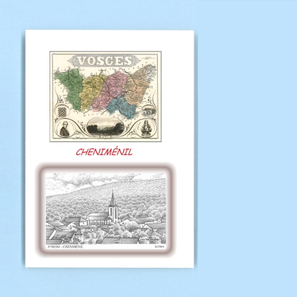 Cartes Postales impression Noir avec dpartement sur la ville de CHENIMENIL Titre : vue