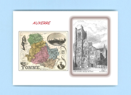 Cartes Postales impression Noir avec dpartement sur la ville de AUXERRE Titre : cathedrale st etienne