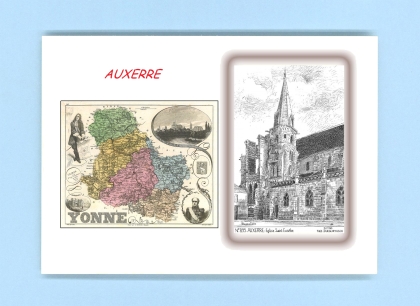 Cartes Postales impression Noir avec dpartement sur la ville de AUXERRE Titre : eglise st eusebe