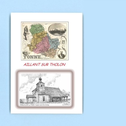 Cartes Postales impression Noir avec dpartement sur la ville de AILLANT SUR THOLON Titre : chapelle ste anne