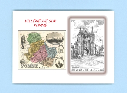 Cartes Postales impression Noir avec dpartement sur la ville de VILLENEUVE SUR YONNE Titre : porte de sens