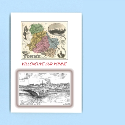 Cartes Postales impression Noir avec dpartement sur la ville de VILLENEUVE SUR YONNE Titre : vue