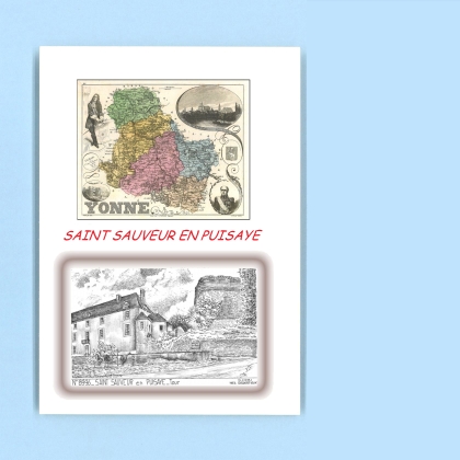 Cartes Postales impression Noir avec dpartement sur la ville de ST SAUVEUR EN PUISAYE Titre : tour