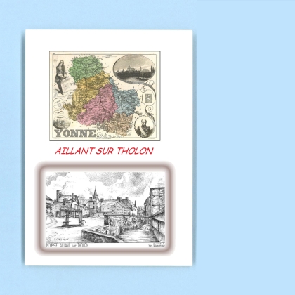 Cartes Postales impression Noir avec dpartement sur la ville de AILLANT SUR THOLON Titre : vue