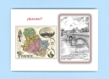 Cartes Postales impression Noir avec dpartement sur la ville de CRAVANT Titre : vue