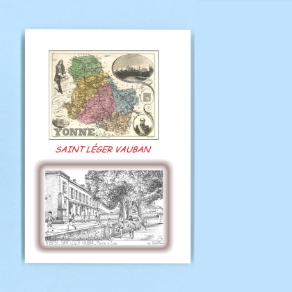 Cartes Postales impression Noir avec dpartement sur la ville de ST LEGER VAUBAN Titre : mairie et ecole