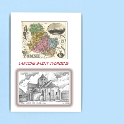 Cartes Postales impression Noir avec dpartement sur la ville de LAROCHE ST CYDROINE Titre : eglise