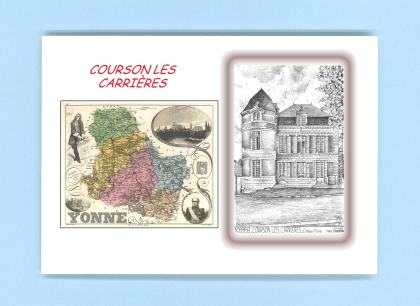 Cartes Postales impression Noir avec dpartement sur la ville de COURSON LES CARRIERES Titre : chateau