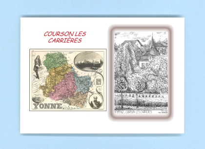 Cartes Postales impression Noir avec dpartement sur la ville de COURSON LES CARRIERES Titre : vue