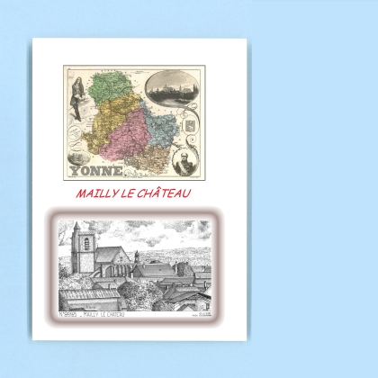Cartes Postales impression Noir avec dpartement sur la ville de MAILLY LE CHATEAU Titre : vue