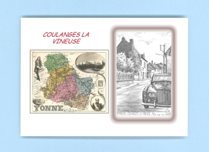 Cartes Postales impression Noir avec dpartement sur la ville de COULANGES LA VINEUSE Titre : rue marcel hagot