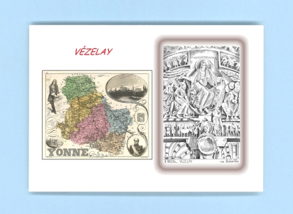 Cartes Postales impression Noir avec dpartement sur la ville de VEZELAY Titre : 