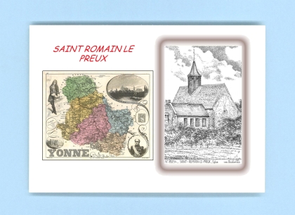 Cartes Postales impression Noir avec dpartement sur la ville de ST ROMAIN LE PREUX Titre : eglise