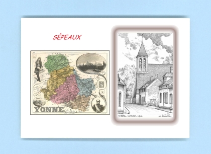 Cartes Postales impression Noir avec dpartement sur la ville de SEPEAUX Titre : eglise