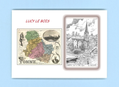 Cartes Postales impression Noir avec dpartement sur la ville de LUCY LE BOIS Titre : eglise
