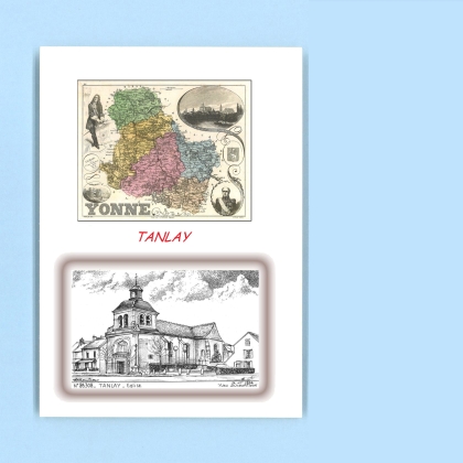 Cartes Postales impression Noir avec dpartement sur la ville de TANLAY Titre : eglise