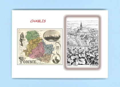 Cartes Postales impression Noir avec dpartement sur la ville de CHABLIS Titre : vue