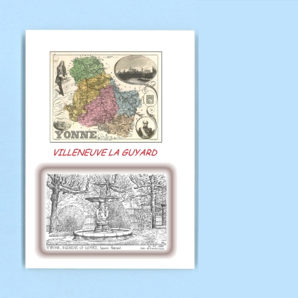 Cartes Postales impression Noir avec dpartement sur la ville de VILLENEUVE LA GUYARD Titre : square regnoul