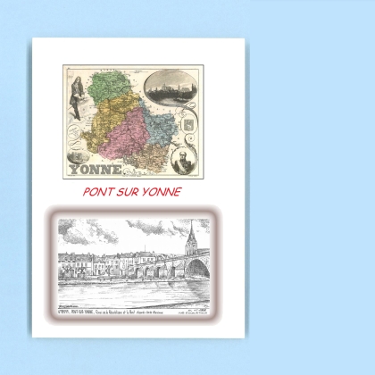 Cartes Postales impression Noir avec dpartement sur la ville de PONT SUR YONNE Titre : quai de la repub. (d apres ca)