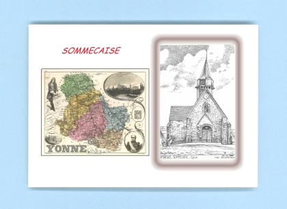 Cartes Postales impression Noir avec dpartement sur la ville de SOMMECAISE Titre : eglise
