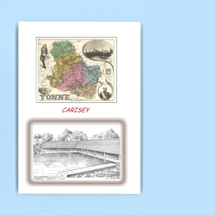 Cartes Postales impression Noir avec dpartement sur la ville de CARISEY Titre : lavoir