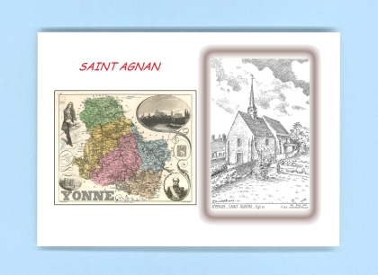 Cartes Postales impression Noir avec dpartement sur la ville de ST AGNAN Titre : eglise