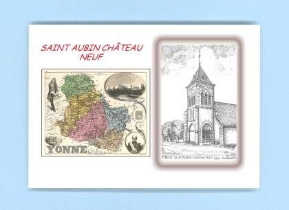 Cartes Postales impression Noir avec dpartement sur la ville de ST AUBIN CHATEAU NEUF Titre : eglise