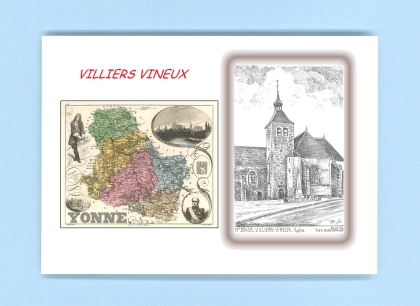 Cartes Postales impression Noir avec dpartement sur la ville de VILLIERS VINEUX Titre : eglise