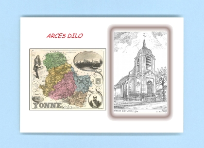 Cartes Postales impression Noir avec dpartement sur la ville de ARCES DILO Titre : eglise