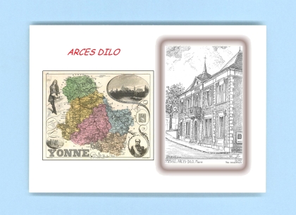 Cartes Postales impression Noir avec dpartement sur la ville de ARCES DILO Titre : mairie