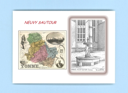 Cartes Postales impression Noir avec dpartement sur la ville de NEUVY SAUTOUR Titre : fontaine