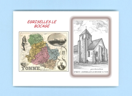 Cartes Postales impression Noir avec dpartement sur la ville de EGRISELLES LE BOCAGE Titre : eglise