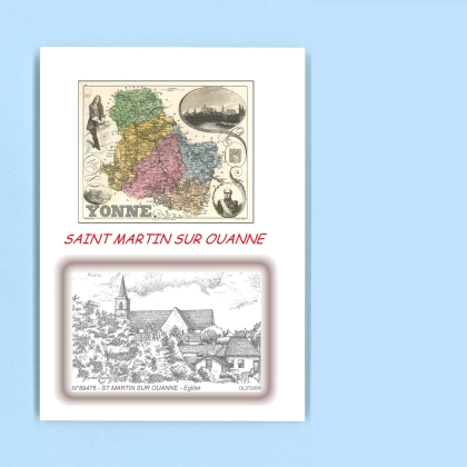 Cartes Postales impression Noir avec dpartement sur la ville de ST MARTIN SUR OUANNE Titre : eglise