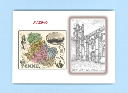 Cartes Postales impression Noir avec dpartement sur la ville de JOIGNY Titre : eglise st thibault