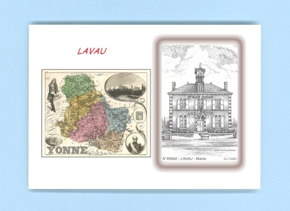 Cartes Postales impression Noir avec dpartement sur la ville de LAVAU Titre : mairie