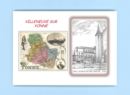 Cartes Postales impression Noir avec dpartement sur la ville de VILLENEUVE SUR YONNE Titre : hotel de ville