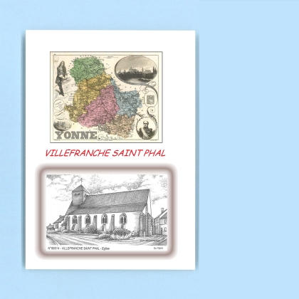 Cartes Postales impression Noir avec dpartement sur la ville de VILLEFRANCHE ST PHAL Titre : eglise