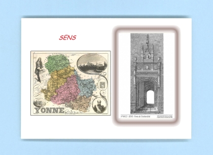 Cartes Postales impression Noir avec dpartement sur la ville de SENS Titre : porte de l archeveche