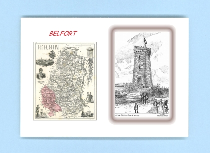 Cartes Postales impression Noir avec dpartement sur la ville de BELFORT Titre : tour de la miotte
