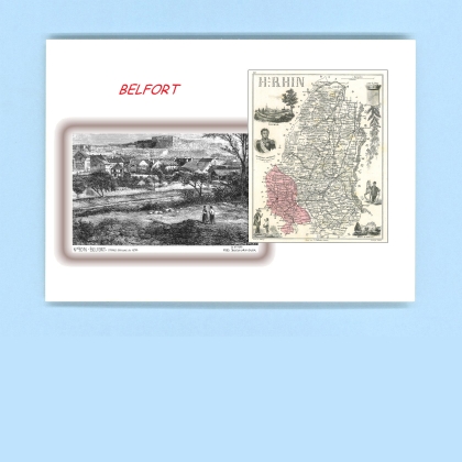 Cartes Postales impression Noir avec dpartement sur la ville de BELFORT Titre : vue