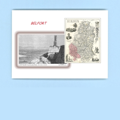 Cartes Postales impression Noir avec dpartement sur la ville de BELFORT Titre : fort et tour de la miotte