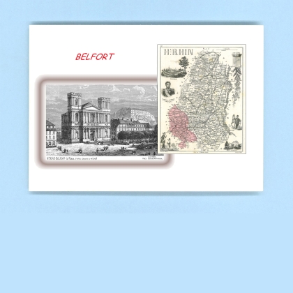 Cartes Postales impression Noir avec dpartement sur la ville de BELFORT Titre : la place