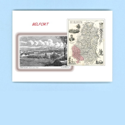 Cartes Postales impression Noir avec dpartement sur la ville de BELFORT Titre : vue