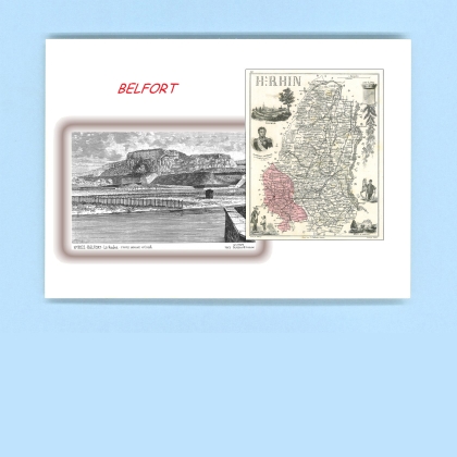 Cartes Postales impression Noir avec dpartement sur la ville de BELFORT Titre : la roche