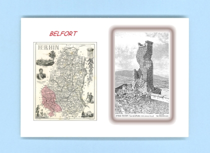 Cartes Postales impression Noir avec dpartement sur la ville de BELFORT Titre : tour de la miotte